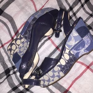 Coach wedges Multicolored blue size 8 never used
